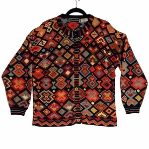 Christine Foley Embroidered Boho Cardigan Jacket Artisan Statement Sweater - L